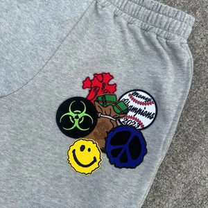 Patchs brodés OEM personnalisés 100% coton Sweat à capuche épais zippé Streetwear Ensemble pantalon de survêtement à capuche Survêtement d'été - Product Image 4