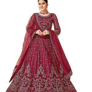 Vestido Anarkali de lujo de último diseñador con trabajo de secuencia de bordado neto por Fab Zone Indian & Pakistani Clothing - Product Image 1