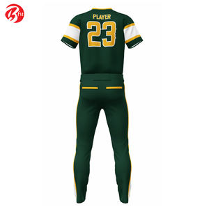 Venta al por mayor de ropa deportiva, uniforme de Béisbol Juvenil a la venta con camisa y pantalón de color verde, uniforme de softball de Benefit Enterprises - Product Image 3