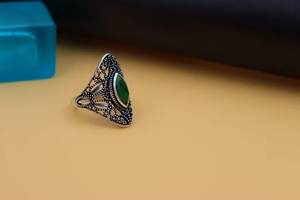 แหวนหมั้นแต่งงานแบบเงินสเตอร์ลิงทันสมัยสำหรับผู้หญิงแหวนเพทายสีเขียวหินมาร์คีเซลสำหรับงานปาร์ตี้เครื่องประดับแฟชั่น - Product Image 4