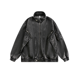 2025 hommes Style décontracté automne nouveau américain rétro Smog noir lavé Denim veste bouton décoration Patchwork Design manteau - Product Image 1