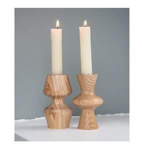 Bougeoir en bois naturel de conception unique pour la décoration à la maison bon prix accessoires d'éclairage pour Noël - Product Image 1