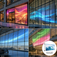Film LED transparent flexible sur mesure OEM, découpé sur mesure pour la publicité en vitrine, 110-240V AC, faible consommation, vente en gros