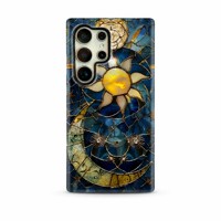 Coque de téléphone antichoc deux-en-un avec motif vitrail ciel étoilé pour Samsung Galaxy S26 S26 Ultra S26 Plus S22