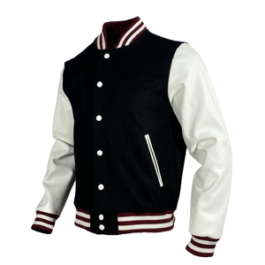 Veste universitaire unisexe en gros pour hommes, patchs de broderie, col avec logo personnalisé, manches en cuir de haute qualité, veste en toile - Product Image 3