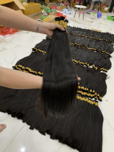 Vietnamien Double Dessiné Vierge Remy Cheveux Soyeux Vague Droite Cheveux En Vrac Matière Première Cheveux Humains - Product Image 6