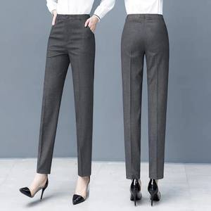 Traje Formal de Negocios para Mujer, Cintura Alta, Antiarrugas, Pantalones de Pierna Recta de Corte Regular con Bolsillos - Product Image 6