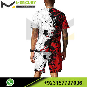 2 ชิ้นบุรุษแฟชั่นบล็อกสีพิมพ์ดิจิตอลชุดชุดบุรุษเสื้อยืดแขนสั้นและกระเป๋ากางเกงขาสั้นชุดฤดูร้อนกลางแจ้ง Street - Product Image 3