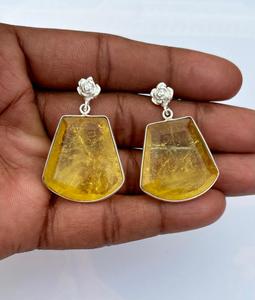 925 <b>Sterling</b> <b>Silver</b> Yellow Sapphire <b>Earring</b> , <b>Women</b> Beautiful <b>Earring</b> . - Product Image 6