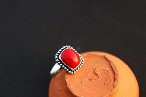 Anillo de Coral rojo Natural, Plata de Ley 925, corazón hecho a mano, piedras preciosas, anillo de boda, joyería de moda, regalo de joyería para mujer - Product Image 3