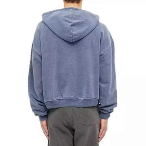 เสื้อฮู้ดดี้สไตล์วินเทจผ้าฝ้ายหนานุ่มแบบซักฟอกทำสีซีดจางทรงโอเวอร์ไซส์สำหรับผู้ชาย  แบบซิป  ผลิตตามสั่ง - Product Image 3