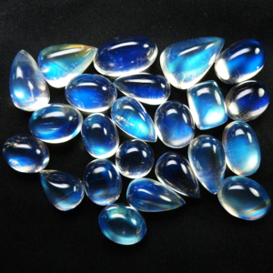 PDM Gems Accessoires Lot de Cabochons en Pierre de Lune Arc-en-ciel Bleue Naturelle, Formes Assorties, Pierres Semi-Précieuses Calibrées en Vrac, Vente en Gros - Product Image 1
