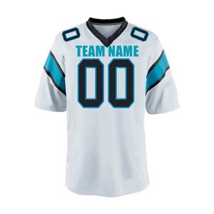 Maillot de football américain personnalisé sublimé pour homme, col en V, manches courtes, polyester anti-humidité, nom de l'équipe 00, blanc, turquoise, noir - Product Image 1