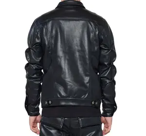 Meilleure vente Veste en cuir de mouton de style motard pour hommes, matériau léger en duvet, différentes couleurs pour l'extérieur - Product Image 5
