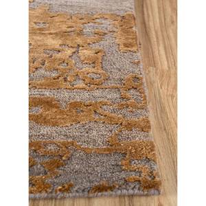 Tapis en laine et soie de bambou noué à la main Kavi gris et noir, motif abstrait rectangulaire Théorie du Chaos pour salon d'adolescents Esk-450 - Product Image 4