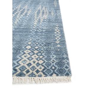 Alfombra de Lana Azul Kairos Anudada a Mano con Diseño Geométrico y Abstracto Boho para Sala de Estar, Pasillo o Uso Doméstico - Modelo SKWL-512 - Product Image 4