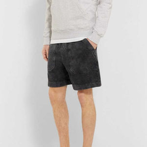 Personalizado de los hombres de lavado ácido Vintage Jogger pantalones cortos de algodón crudo dobladillo Terry pantalones de chándal con patrón sólido Streetwear Bleach Shorts OEM - Product Image 1