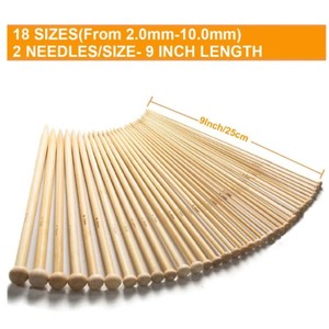 Ensemble d'aiguilles à tricoter naturelles à finition lisse |   18 tailles d'outils de tricot manuel pour la confection de pulls et d'écharpes | Tricotage en bois durable - Product Image 4