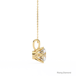 1.2 Ct Round Cut Lab Grown Diamond Solitaire Set Pendentif/CVD Diamond Yellow Gold Pendentif/Cadeau d'anniversaire pour elle - Product Image 3