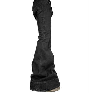 Pantalones Cargo Unisex de Mezclilla Negra Suave con Logotipo Personalizado, Bordado Gótico, Corte Ancho Informal, Detalles de Remaches, Estilo Hip-Hop - Product Image 3