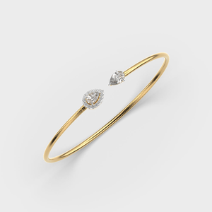 Luxury Gold Plated Open <b>Bangle</b> <b>Bracelet</b> for Women Pear Cut Cubic Zirconia Jewelry - Product Image 2
