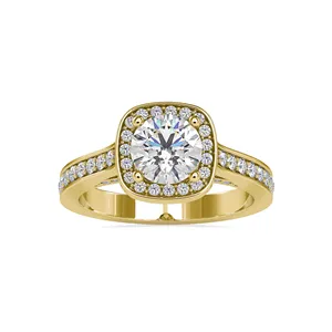 梅西珠宝18k白金圆形明亮切割光环订婚戒指结婚戒指批发价珠宝925银戒指