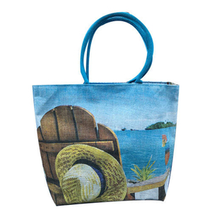 Haute qualité Logo personnalisé Jute sac de plage coton toile sac article personnalisé Style motif lettre Promotion ENG - Product Image 1