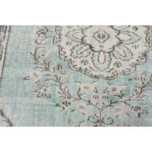 Alfombra Turca Vintage de 4,3x4,3 pies, Alfombra Redonda, Alfombra de Lana Azul - Product Image 5