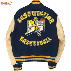 Nueva chaqueta de cuero genuino de nueva moda personalizada, chaqueta con letras, chaqueta roja Varsity negra Varsity, chaquetas de alta calidad para hombres Varsity - Product Image 3