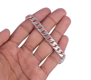 Bracelet en moissanite : Bracelet cubain bicolore en argent sterling, or rose et or blanc - Product Image 2