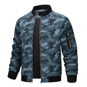 Hot Selling Men's Grey <b>Camo</b> Design Fitted Lightweight Sportswear Bomber <b>Jacket</b> Casual Sailor Collar Zip Front Customized - Product Image 1