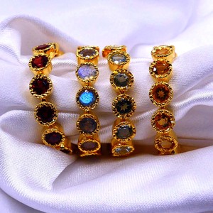 Bague ajustable en argent sterling 925 pour femme, plaqué or vintage, pierres précieuses labradorite classiques tendance pour mariages, tenue quotidienne - Product Image 5