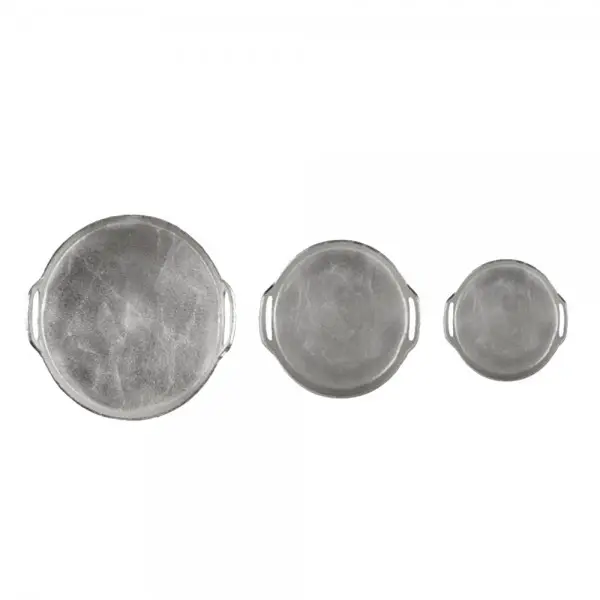 Metal Round Serving Platter Tay set with Handles in Silver Finished Hot sale centerpiece Tortilla Coffee Cake Serving Tray