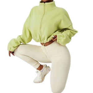 Sudadera con Capucha Corta de Felpa Gruesa con Estampado en Relieve Personalizada OEM, Sudadera con Cremallera Completa de Forro Polar Personalizada para Mujer, Informal 2026 - Product Image 1