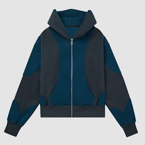 Fabricants de sweats à capuche pour hommes avec bloc de couleurs personnalisés Streetwear surdimensionné Sweat à capuche zippé de haute qualité 500gsm pour hommes - Product Image 4