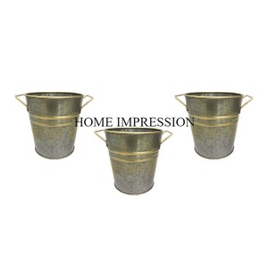 Pots de fleurs en métal avec support Lot de 2 pour la décoration intérieure de la maison Pots de fleurs avec matériau galvanisé de couleur argent - Product Image 5