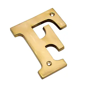 Pelat pintu alfabet rumah angka angka telepon rumah untuk apartemen ruang kantor tanda huruf angka kuningan logam