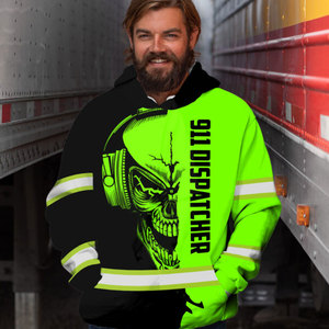 Custom Dispatcher Skull Reflective Hi Vis Hoodies Ropa de trabajo de seguridad Alta visibilidad Fleece Lined Hoodie Hi Vis Hoodies - Product Image 4