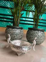 Cuenco de Metal chapado Urli de pavo real tallado en plata alemana tradicional moderna para decoración del hogar, decoración de fiesta, Idea de regalo Diwali