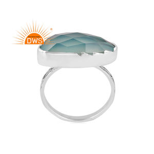 Latest Design Oxidized Sterling Silver Natural Aqua Chalcedony Gemstone <b>Statement</b> <b>Ring</b> Custom Jewelry For Women Gift For Her - Product Image 1