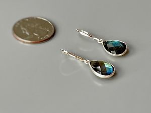Vente chaude Designer Labradorite Pierres Précieuses Boucles D'oreilles En Gros 925 En Argent Sterling Plaqué Or Boucles D'oreilles Pour Les Femmes Et Les Filles - Product Image 4