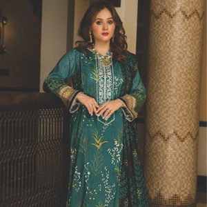 Robe d'été 3 pièces pour femmes, collection ssumaira, Binsaeed, pelouse de poulet solide, kari, pakistan, marque, 2023 - Product Image 1