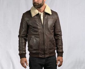 Chaqueta de cuero para hombre de diseño superior 100% de alta calidad con Cuello de piel de manga completa a precio razonable diseño personalizado disponible - Product Image 2