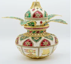 Kalash en laiton clouté de pierre exquise-Pot décoratif indien de luxe pour la décoration de maison et d'événement au prix de gros - Product Image 1