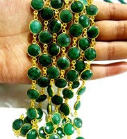 Chaîne connectrice en laiton plaqué or, argent et noir, faite à la main, de haute qualité, avec connecteur à facettes en forme de pièce d'émeraude de 10 mm, style briolette, pour bijoux prestigieux.