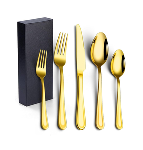 Lot de 20 couverts en métal et laiton pour événements de mariage, avec cuillères, couteaux, fourchettes, couverts en acier miroir - Product Image 6