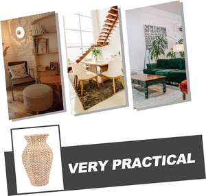 Vase décoratif de sol en jonc de mer côtier écologique fait à la main pièce maîtresse d'herbe tressée naturelle Boho Chic décor à la maison fausse fleur - Product Image 6