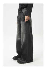 Personnalisé Vintage Stone Wash Loose Straight Cargo Baggy Jeans pour hommes Street wear Hip Hop Casual Wide Leg Jeans - Product Image 3