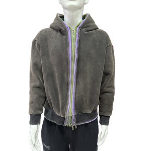 เสื้อฮู้ดซิปสามชั้นสไตล์วินเทจสำหรับผู้ชาย ยี่ห้อ Manufacturer ผ้าฝ้าย 100% สตรีทแวร์ Y2K ขายดีสำหรับฤดูหนาว - Product Image 1
