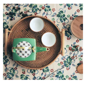 Elegant Mother of Pearl Inlaid Rattan Tray, Handmade Bamboo Craft for Home Decoration and <b>Gift</b> Set - Product Image 4